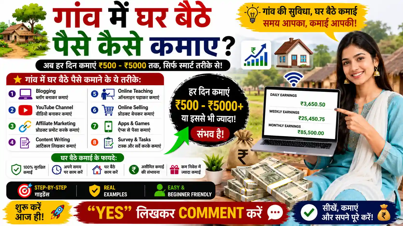 गांव में घर बैठे पैसे कैसे कमाए - इन 15 आसान तरीकों से ₹60 हजार तक महीना कमाए 2 गांव में घर बैठे पैसे कैसे कमाए