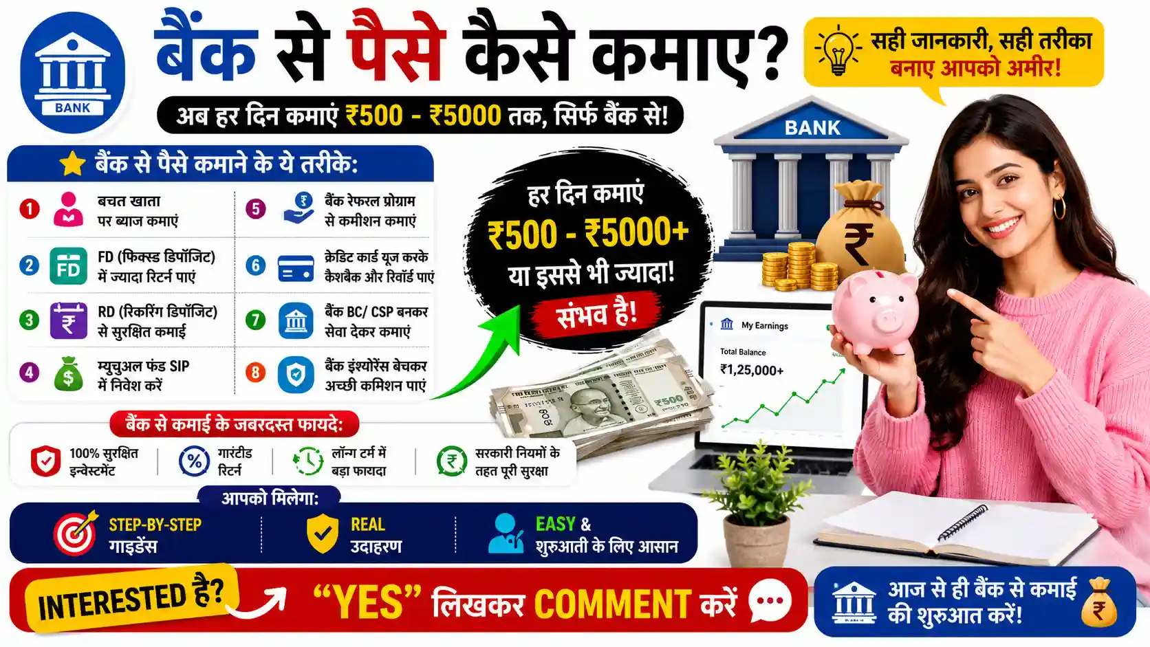 2026 में बैंक से पैसे कैसे कमाए - जाने Top 15+ तरीके और हर महीने ₹50,000 तक कमाए 2 Bank Se Paise Kaise Kamaye