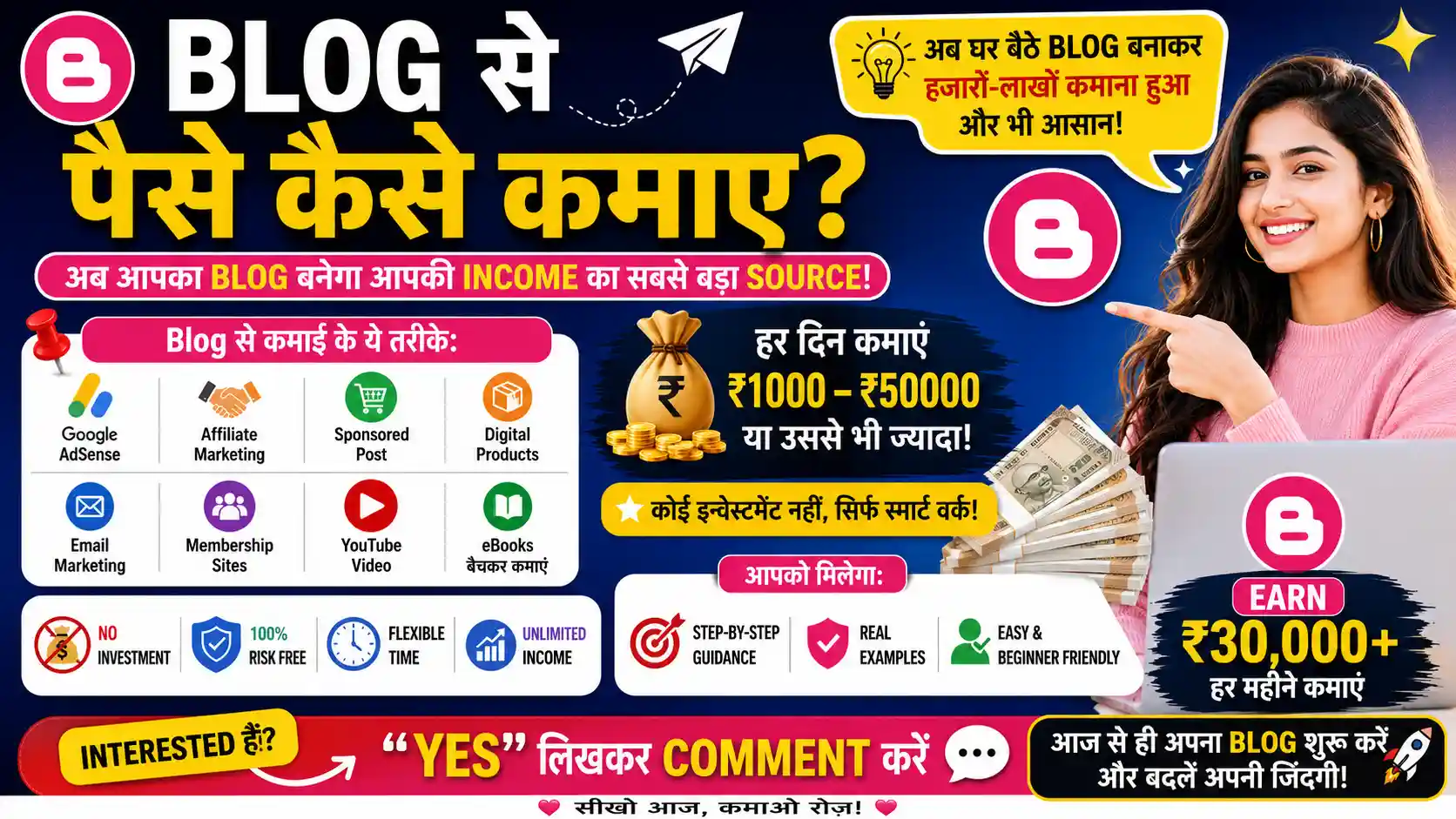 2026 में Blog Se Paise Kaise Kamaye - जाने टॉप 10 तरीके और हर महीने $1,500 तक कमाए 2 Blog Se Paise Kaise Kamaye