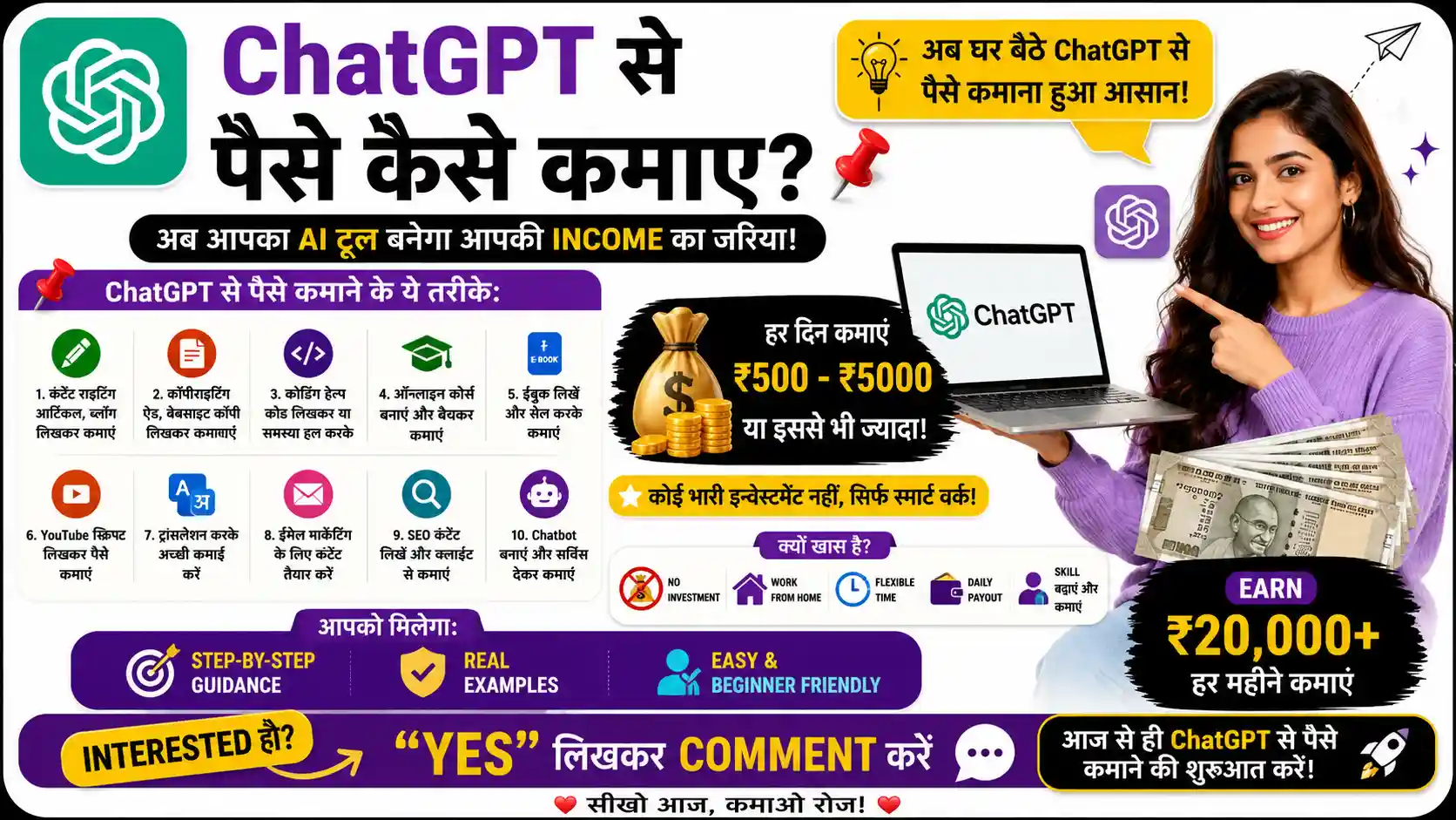 ChatGPT Se Paise Kaise Kamaye 2026 – Top 10+ तरीके, डेली ₹3,000 कमाने का Secret! 2 ChatGPT Se Paise Kaise Kamaye