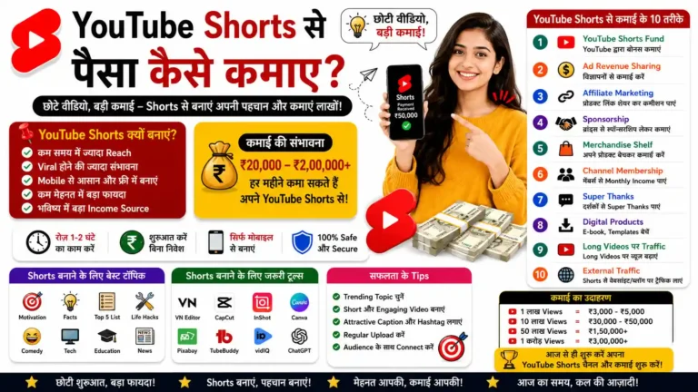 YouTube Shorts Se Paise Kaise Kamaye, YouTube Shorts से पैसा कैसे कमाए