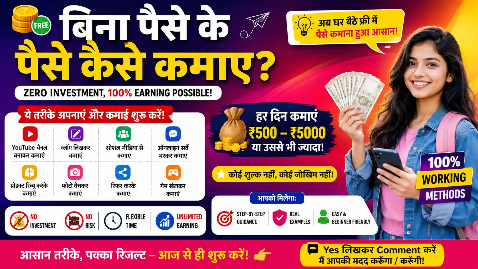 बिना पैसे के पैसे कैसे कमाए - इन तरीकों से Without Investment डेली ₹2,500 तक कमाए 1 बिना पैसे के पैसे कैसे कमाए